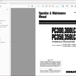 Komatsu PC300,300LC-6 PC350,PC350LC-6 Hydraulic Excavator Operator Manual SN 30001, 10001 and up - PDF DOWNLOAD
