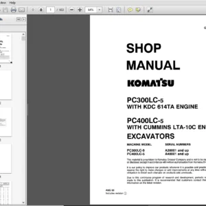 Komatsu PC300LC-5, PC400LC-5 Hydraulic Excavator Shop Manual CEBM207041 - PDF DOWNLOAD