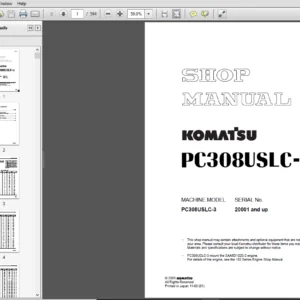 Komatsu PC308USLC-3 Hydraulic Excavator Shop Manual 20001 and up - PDF DOWNLOAD