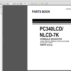 Komatsu PC340LCD-7K, PC340NLCD-7K Hydraulic Excavator Parts Manual Book (K40575 and up) - DOWNLOAD
