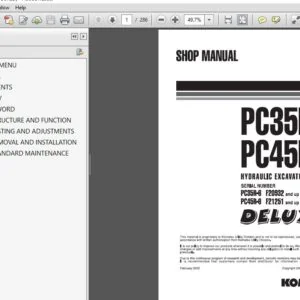 Komatsu PC35R-8, PC45R-8 DELUXE F20932 and up F21251 and up Excavator Shop Manual - PDF DOWNLOAD
