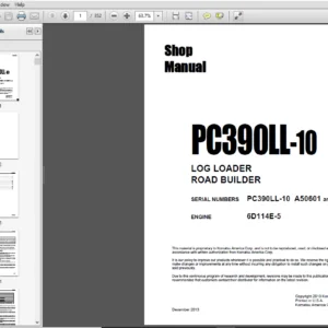 Komatsu PC390LL-10  Log Loader, Logging Road Builder Excavator Shop Manual A50601 and up - DOWNLOAD
