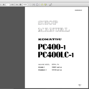 Komatsu PC400-1, PC400LC-1 Hydraulic Excavator Shop Manual 10001 and up, 10124 and up - PDF DOWNLOAD