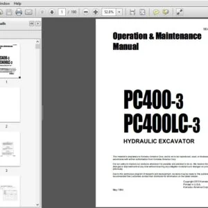 Komatsu PC400-3 PC400LC-3 Hydraulic Excavator Operation & Maintenance Manual - PDF DOWNLOAD
