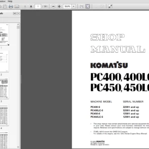 Komatsu PC400-6, PC400LC-6, PC450-6, PC450LC-6 Excavator Shop Manual 32001, 12001 and up - PDF DOWNLOAD