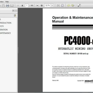 Komatsu PC4000-6 Hydraulic Mining Shovel Operation & Maintenance Manual SN 08189 and up - PDF DOWNLOAD