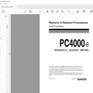 Komatsu PC4000-6 Hydraulic Mining Shovel Remove & Replace Procedures Manual - PDF DOWNLOAD