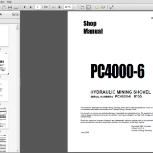 Komatsu PC4000-6 Hydraulic Mining Shovel Shop Manual SN 8155 - PDF DOWNLOAD