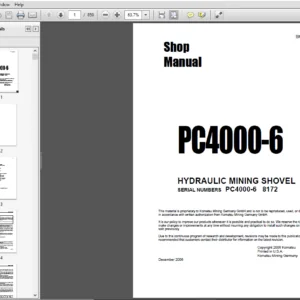 Komatsu PC4000-6 Hydraulic Mining Shovel Shop Manual 8172 - PDF DOWNLOAD