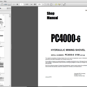 Komatsu PC4000-6 Hydraulic Mining Shovel Shop Manual SM-PC4000-8199 - PDF DOWNLOAD