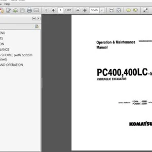 Komatsu PC400,PC400LC-5 Hydraulic Excavator Operation & Maintenance Manual SN 20001 and up - PDF DOWNLOAD