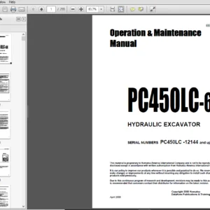 Komatsu PC450LC-6K Hydraulic Excavator Operation & Maintenance Manual 12144 and up - PDF DOWNLOAD