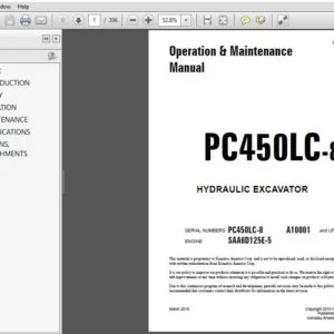 Komatsu PC450LC-8 Hydraulic Excavator Operation & Maintenance Manual SN A10001 and up - PDF DOWNLOAD