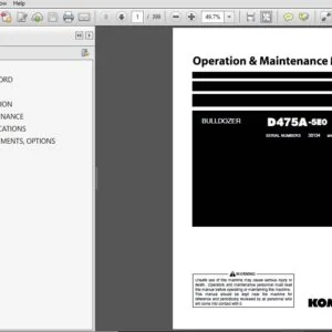 Komatsu PC475A-5EO Bulldozer Operation & Maintenance Manual SN 30134 and up - PDF DOWNLOAD
