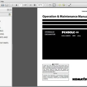 Komatsu PC490LC-10 Hydraulic Excavator Operation & Maintenance Manual SN 80001 and up PDF DOWNLOAD