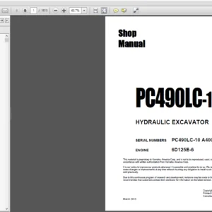 Komatsu PC490LC-10 Hydraulic Excavator Shop Manual - PDF DOWNLOAD