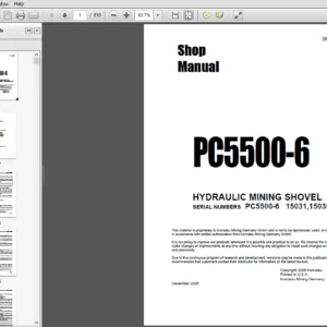 Komatsu PC5500-6 Hydraulic Mining Shovel Shop Manual 15031, 15035 & UP - PDF DOWNLOAD