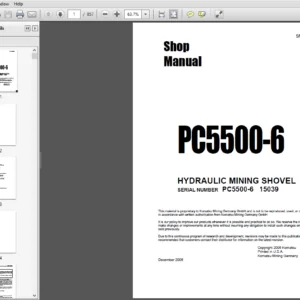 Komatsu PC5500-6 Hydraulic Mining Shovel Shop Manual SN 15039 - PDF DOWNLOAD