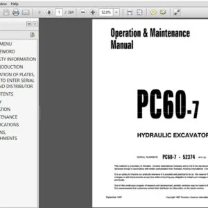 Komatsu PC60-7 Hydraulic Excavator Operation & Maintenance Manual SN 52374 - PDF DOWNLOAD