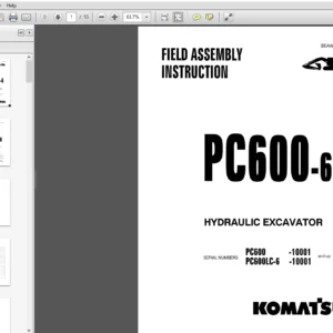 Komatsu PC600-6, PC600LC-6  Hydraulic Excavator Field Assembly Manual SEAW001700 - PDF DOWNLOAD
