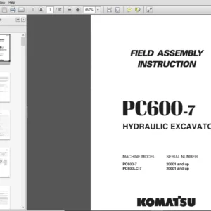 Komatsu PC600-7 Hydraulic Excavator Field Assembly Manual  - PDF DOWNLOAD