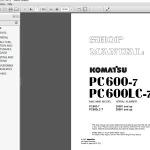 Komatsu PC600-7 PC600LC-7 Service Repair Manual - PDF Download