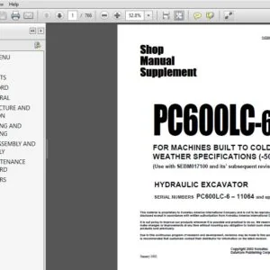 Komatsu PC600LC-6 Hydraulic Excavator Shop Manual Supplement SEBM027100K - PDF DOWNLOAD