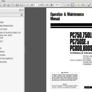 Komatsu PC750,750LC-6 PC750SE-6 PC800,800SE-6 Hydraulic Excavator Operation & Maintenance Manual SN 10239, 30175 and up - PDF DOWNLOAD
