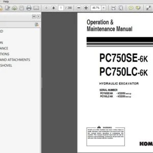Komatsu PC750SE-6K PC750LC-6K Hydraulic Excavator Operation & Maintenance Manual SN 32030 and up - PDF DOWNLOAD
