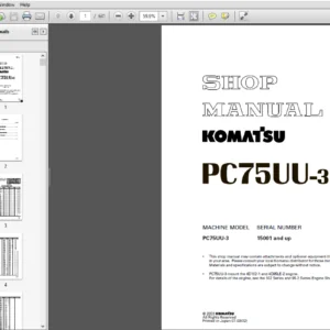 Komatsu PC75UU-3 Hydraulic Excavator Shop Manual 15001 and up - PDF DOWNLOAD