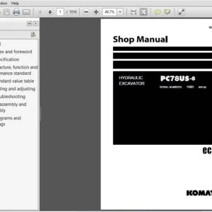 Komatsu PC78US-8  Hydraulic Excavator Shop Manual SEN04543-10 - PDF DOWNLOAD