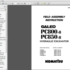 Komatsu PC800-5, PC850-5 Galeo Hydraulic Excavator Field Assembly Instruction Manual - PDF DOWNLOAD