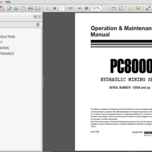 Komatsu PC8000-6 Hydraulic Mining Shovel Operation & Maintenance Manual SN 12058 and up - PDF DOWNLOAD