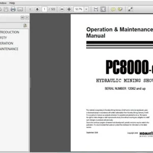 Komatsu PC8000-6 Hydraulic Mining Shovel Operation & Maintenance Manual SN 12062 and up PDF DOWNLOAD