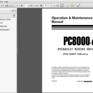 Komatsu PC8000-6 Hydraulic Mining Shovel Operation & Maintenance Manual SN 12066 and up - DOWNLOAD