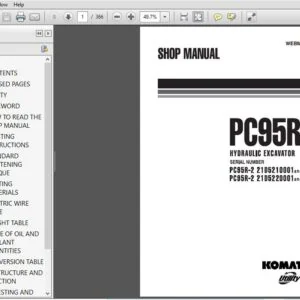 Komatsu PC95R-2 Hydraulic Excavator Shop Manual SN 21D5210001, 21D5220001 and up - PDF DOWNLOAD