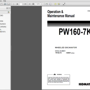 Komatsu PW160-7K Wheeled Excavator Operation & Maintenance Manual - PDF Download