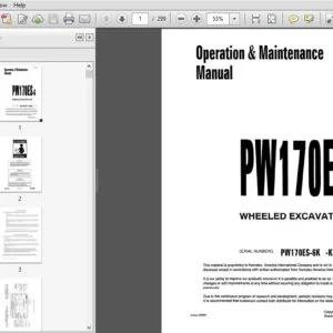 Komatsu PW170ES-6 Wheeled Excavator Operation & Maintenance Manual SN k32001 and up - PDF DOWNLOAD