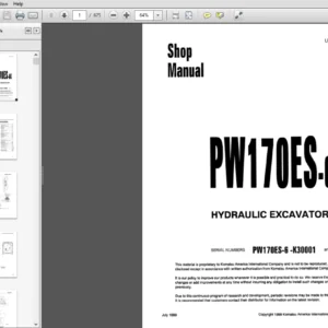 Komatsu PW170ES-6K  Wheeled Excavator Shop Manual K30001 and up - PDF DOWNLOAD