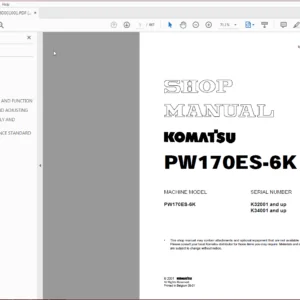Komatsu PW170Es-6K Wheeled Excavator Service Repair Manual SN K32001, K34001 and up - PDF DOWNLOAD