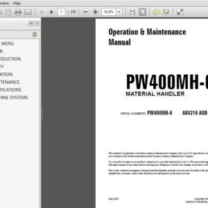 Komatsu PW400MH-6 Material Handler Operation & Maintenance Manual SN A84210 and up - PDF  DOWNLOAD