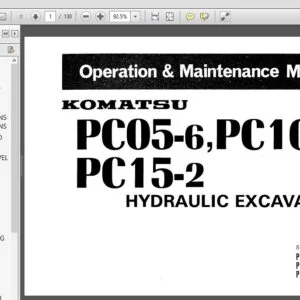 Komatsu Pc05-6, Pc10-6, Pc15-2 Hydraulic Excavator Operation & Maintenance Manual - PDF DOWNLOAD