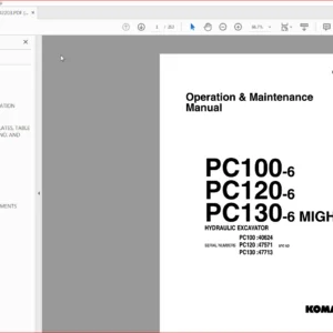 Komatsu Pc100-6, Pc120-6, Pc130-6 Mighty Hydraulic Excavator Operation & Maintenance Manual - PDF DOWNLOAD