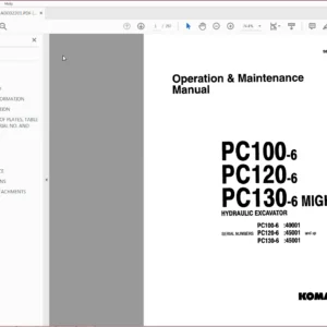 Komatsu Pc100-6, Pc120-6, Pc130-6 Mighty Hydraulic Excavator Operation & Maintenance Manual - PDF DOWNLOAD