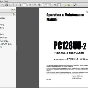 Komatsu Pc128UU-2 Hydraulic Excavator Operation & Maintenance Manual SN 6290 And Up - PDF DOWNLOAD