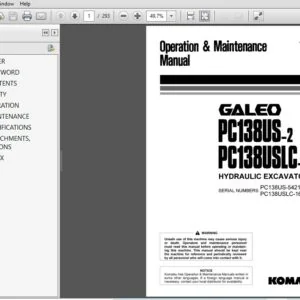 Komatsu Pc138US-2 Pc138USLC-2 Hydraulic Excavator Operation & Maintenance Manual SN 5421,1695 and up - PDF DOWNLOAD