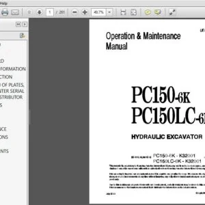 Komatsu Pc150-6K, Pc150Lc-6K Hydraulic Excavator Operation & Maintenance Manual SN K32001 And Up - PDF DOWNLOAD
