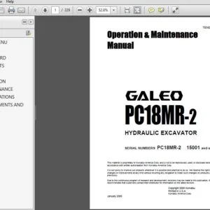 Komatsu Pc18MR-2 Hydraulic Excavator Operation & Maintenance Manual SN 15001 and up - PDF DOWNLOAD