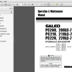 Komatsu Pc200-7, Pc200Lc-7, Pc210-7, Pc210Lc-7, Pc220-7, Pc220Lc-7  Excavator Operation Manual  - DOWNLOAD