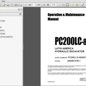 Komatsu Pc200Lc-8 Latin America Crawler Excavator Operation & Maintenance Manual SN A90301 and Up  - DOWNLOAD